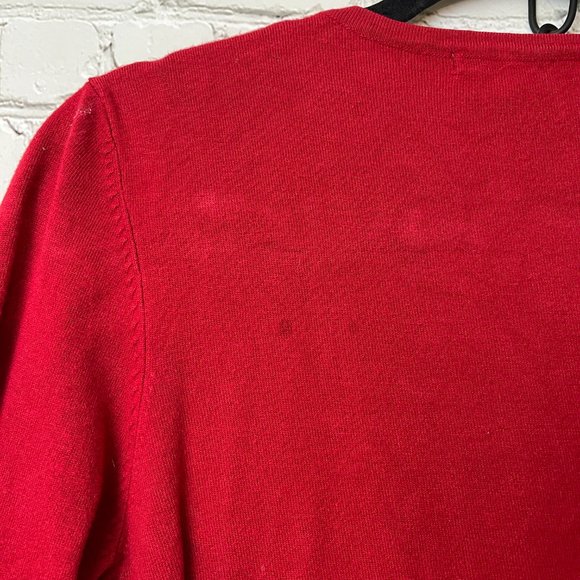 Red V-neck Cardigan Sweater H&M Basic Long Sleeve Wardrobe Staple sz 12 large - Picture 4 of 5